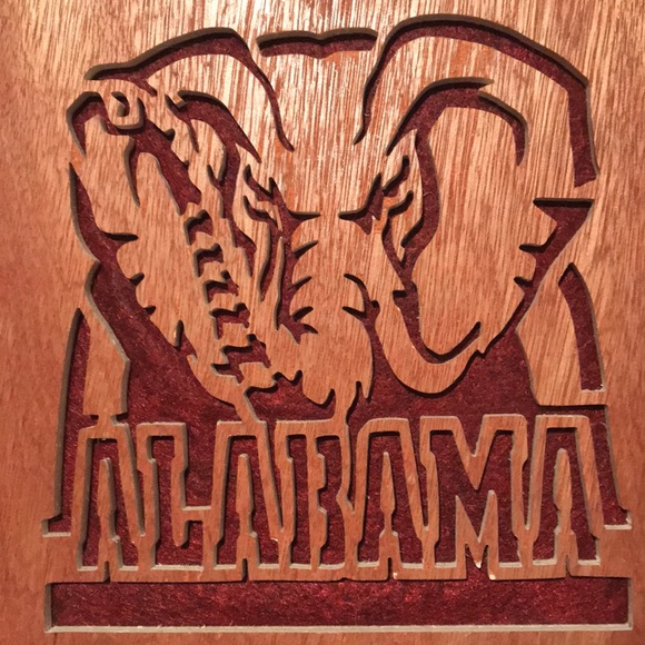 University Alabama Laser Cut Wood Framed Picture Crimson Tide Elephant Decor - Picture 8 of 10